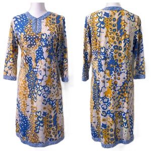 J. McLaughlin Blue & Yellow Patterned Dress